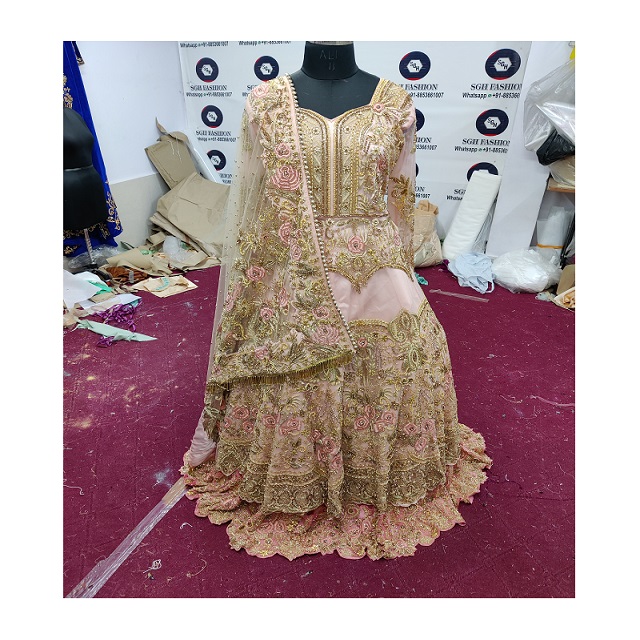 2022 High Quality Pakistani Bridal Wedding Dress Traditional Muslim Clothing with Lehenga Gown Elegant Wedding Outfit