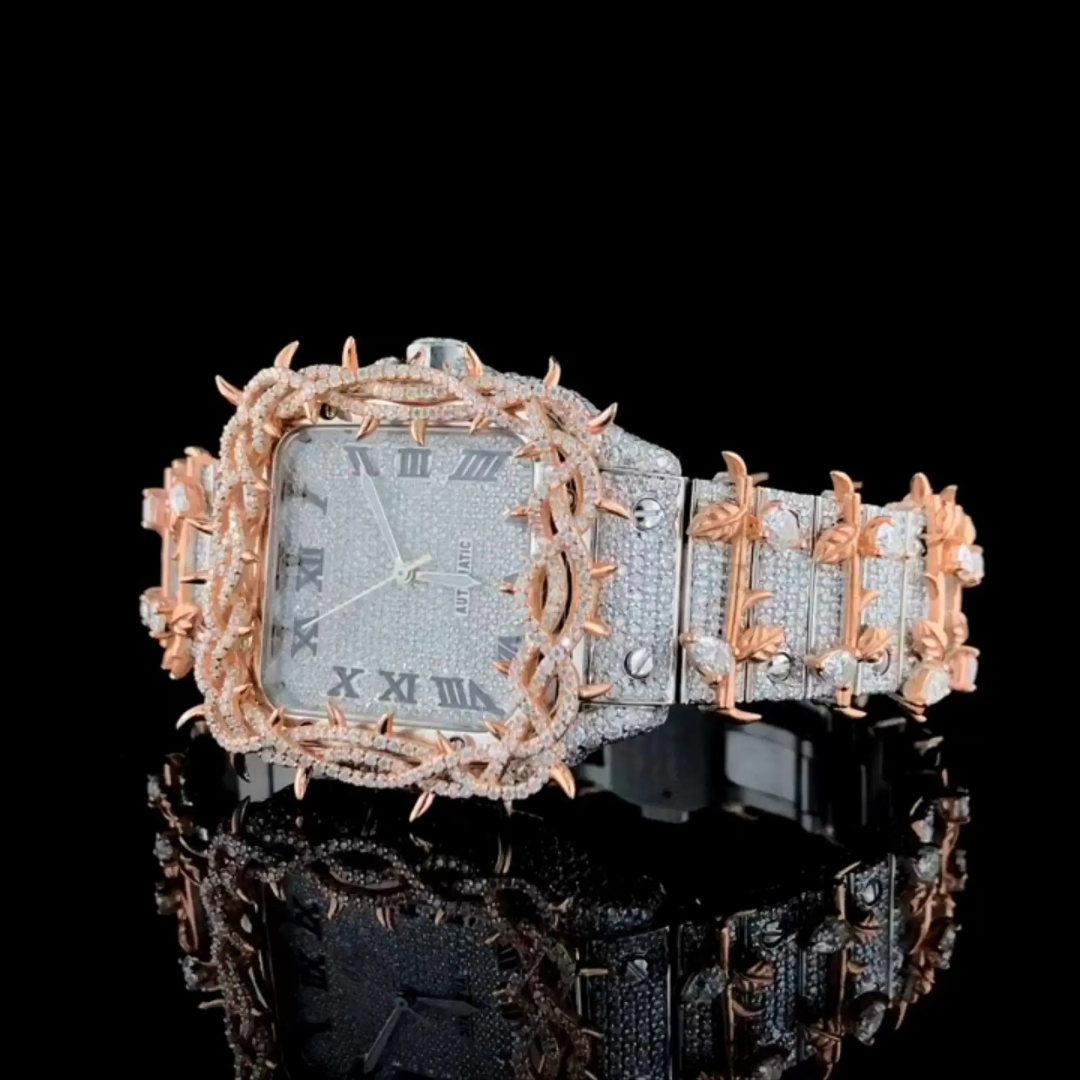 High-Quality Quartz Mechanical Watch for Men Featuring VVS Moissanite Diamonds