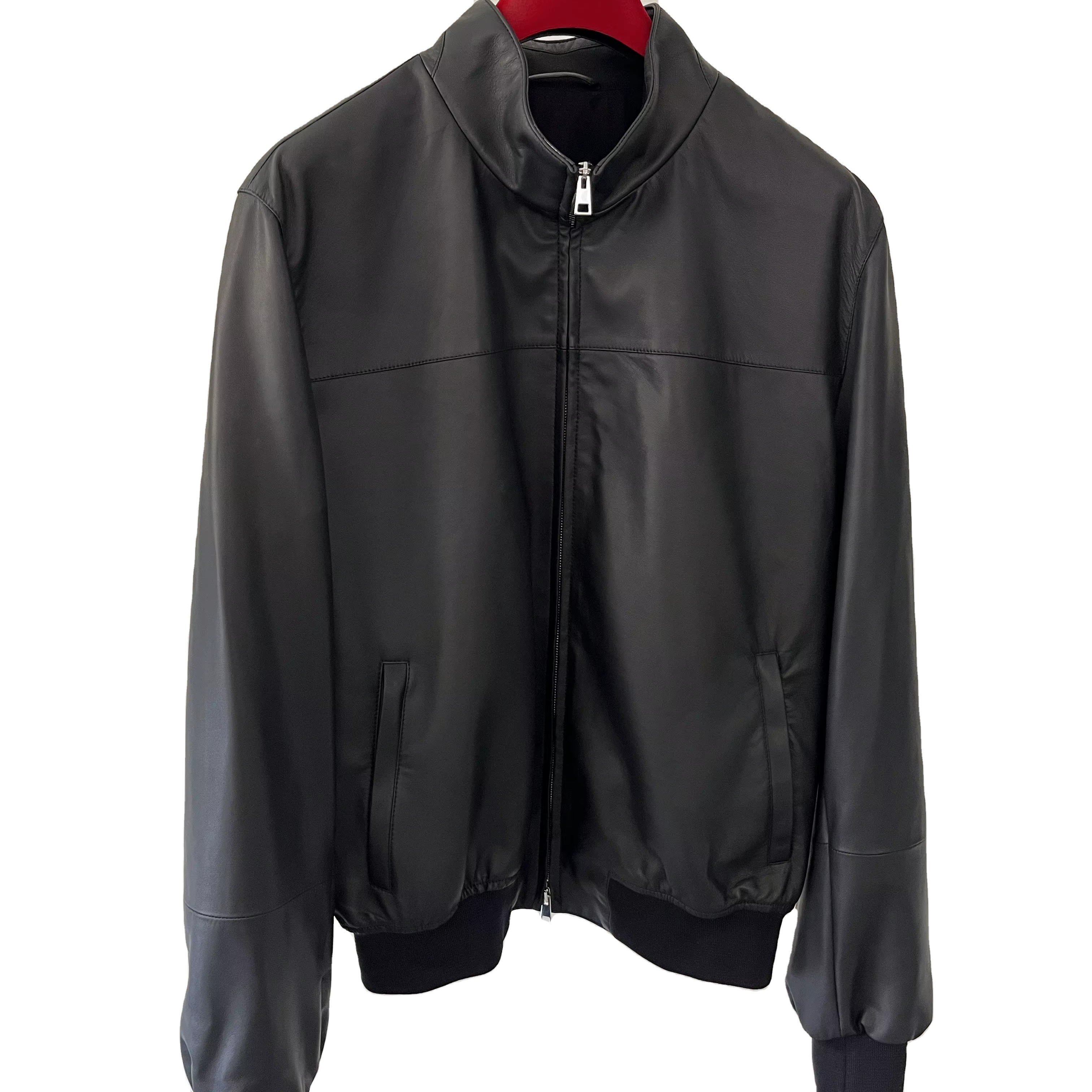 100% Italian Lamb Nappa Leather Spring Men's Jacket Zip-up