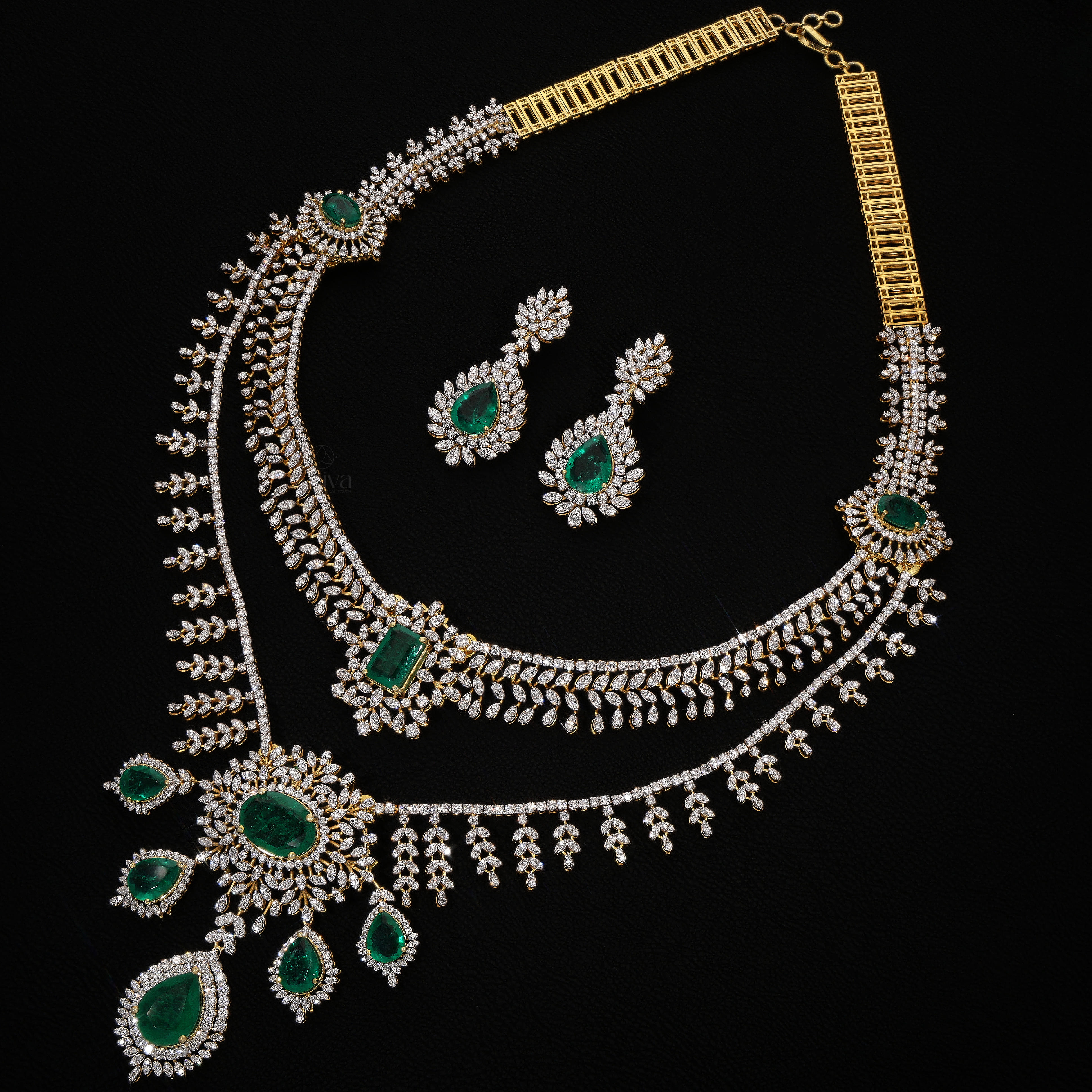 14K Yellow Gold Lab Grown Diamond Necklace Earring Set Pendant Studs Suite Bridal Wedding Jewelry Matching Sustainable Wholesale