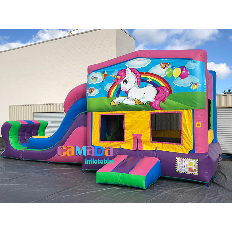 Wholesale Unicorn Bounce House Slide Combo Girls Inflatable Commercial Unicorn Bounce House for Kids Moonwalk with Slide Outdoor