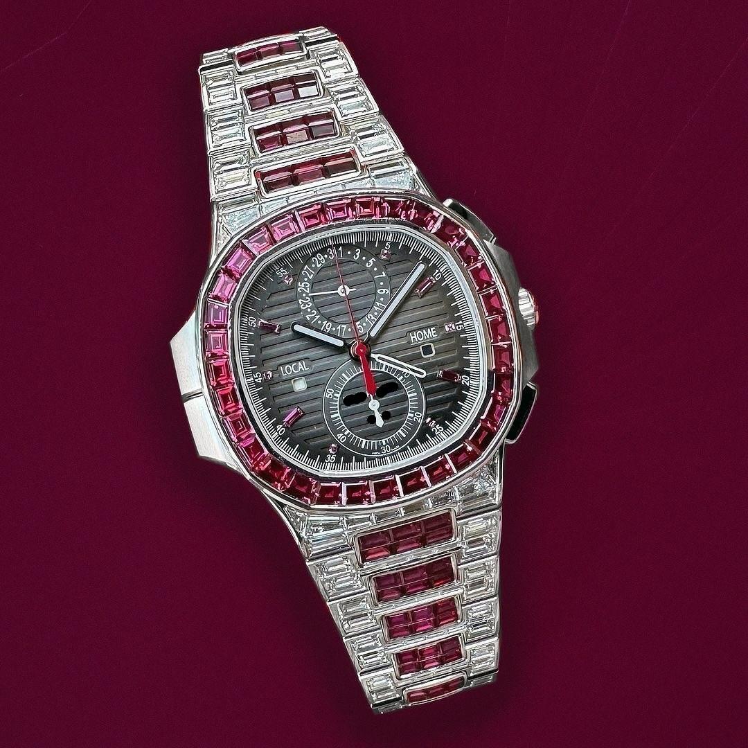 Hot Sale Unisex Luxury Stainless Steel Leather Sport VVS Moissanite Hip Hop Automatic Water Proof Watch