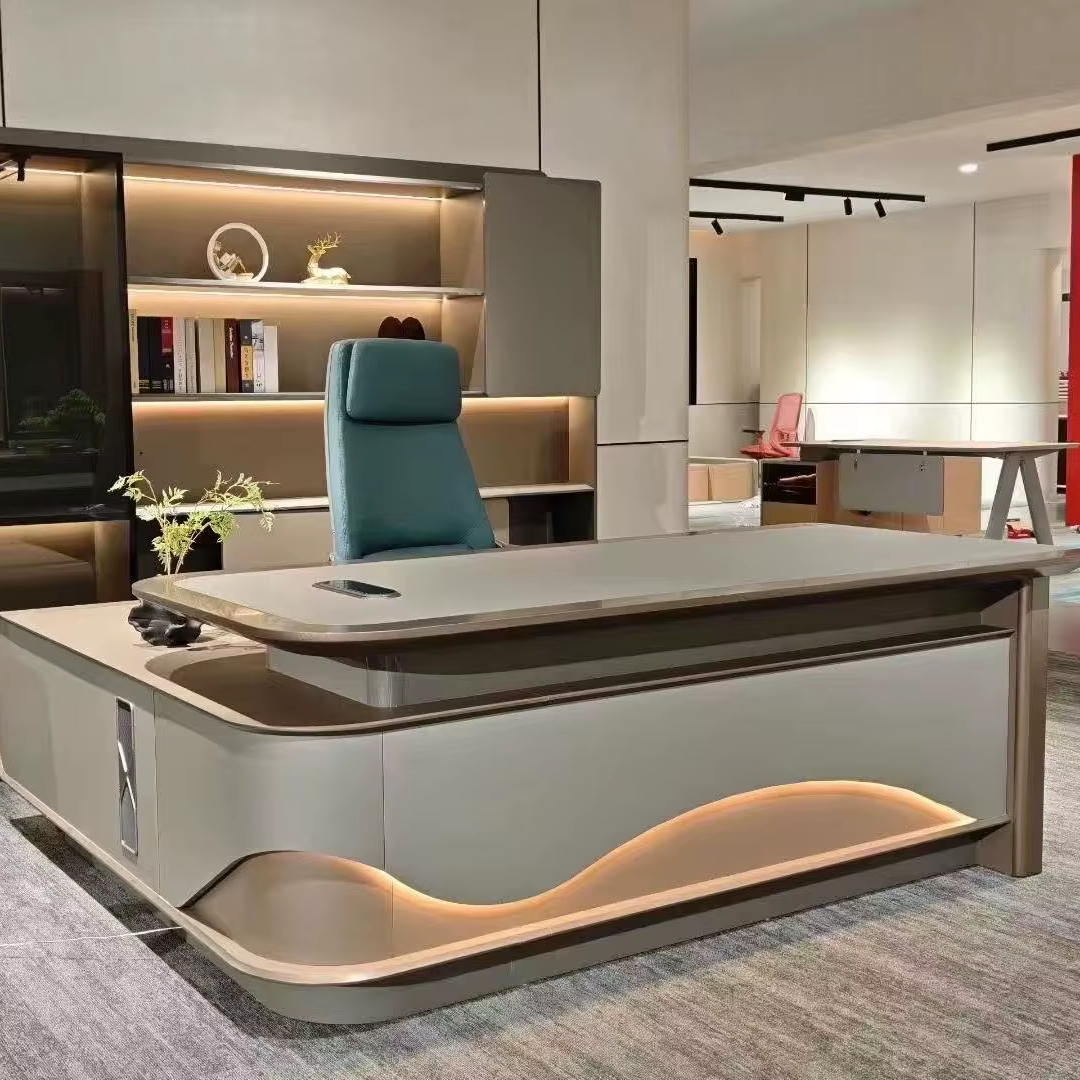 Office furniture LED functional high-end and luxurious boss office desk lightweight and luxurious CEO office desk