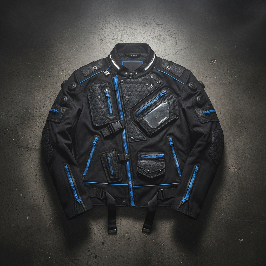 High-Density Textured Panel Techwear Jacket Future Utility Biker Jacket Technical Performance Jacket