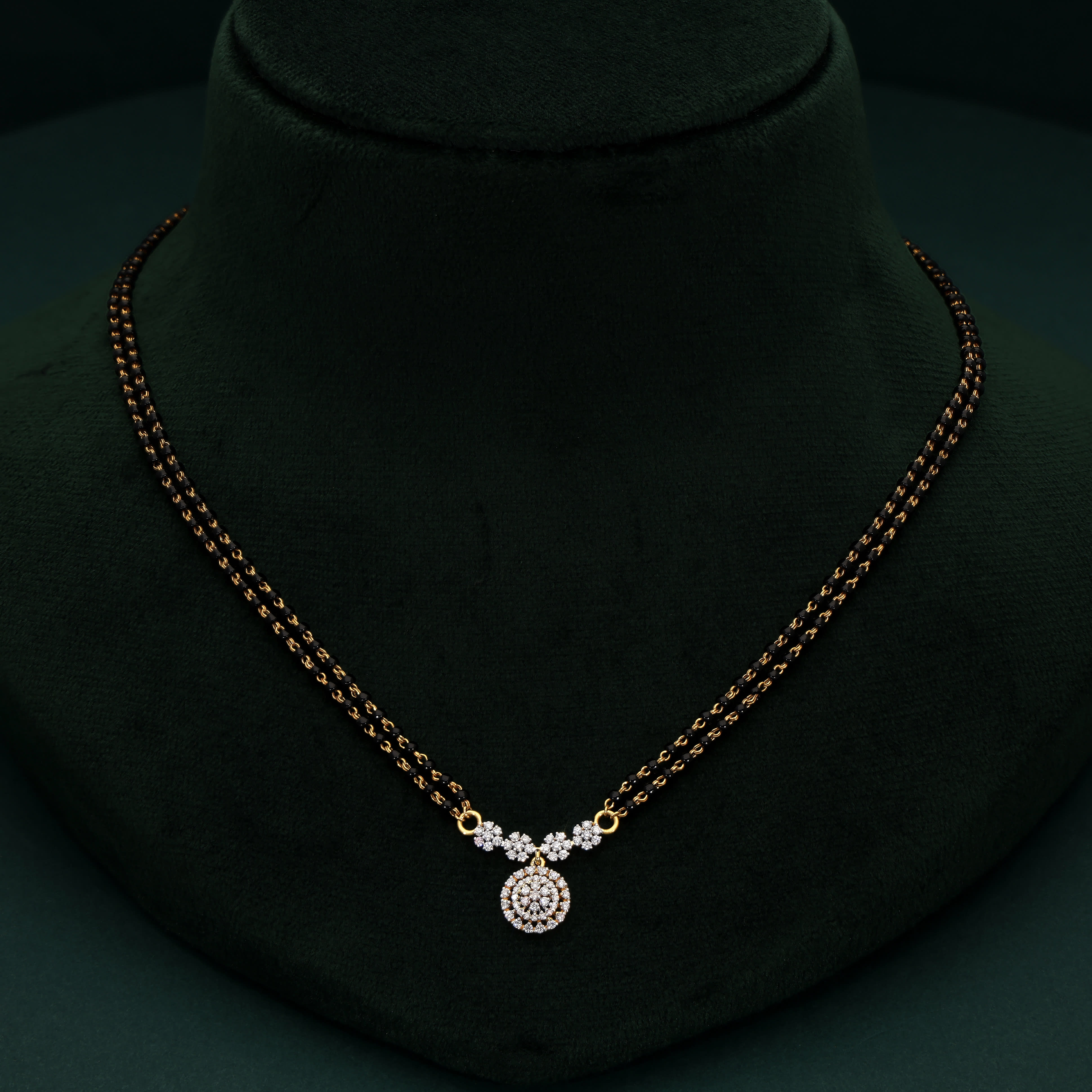 Aniva 14kt Yellow Gold Trendy Mangalsutra Necklace Brilliant Cut Lab Grown Diamond for Engagement Anniversary Party Gifts