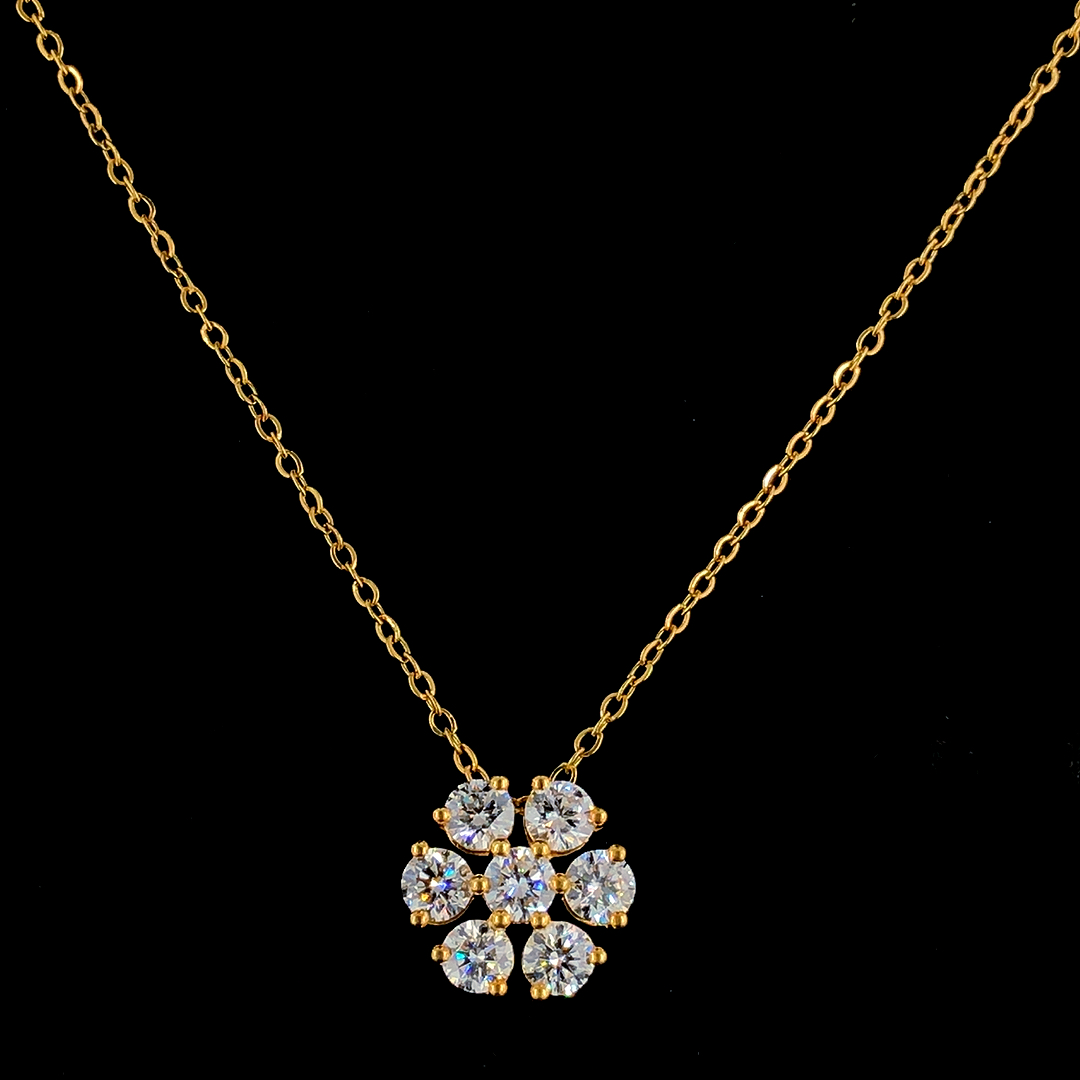 14K Gold Lab Grown Diamond Pendant Set Stunning Classic Flower Pendant & Stud Earrings for Wedding Engagement or Gift