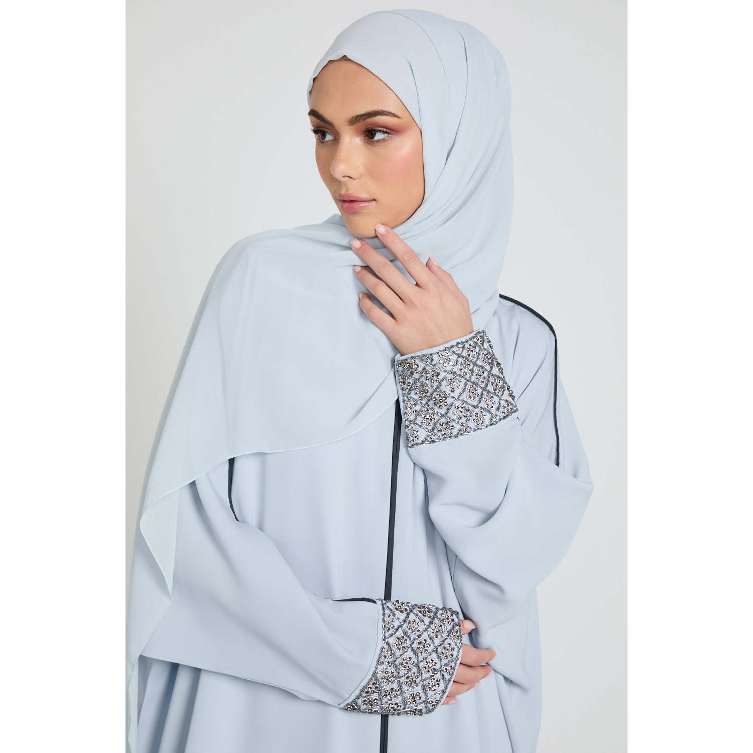 Luxury Farasha-Traditional Muslim Clothing With Majestic Sky Kissed Design Embellished Jewel Cuffs That Open
