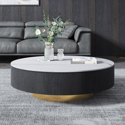 Modern Luxury Round Coffee Table with Hidden Storage, Marble Top Design for Living Room, Nordic Italian Style Furniture