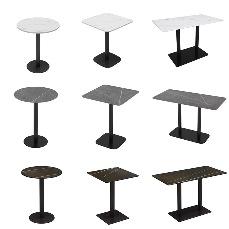 Wholesale Hot-selling Industrial-style Marble Restaurant Tables Chair Hotel Furniture Fast Dining Coffee Tables Metal Legs