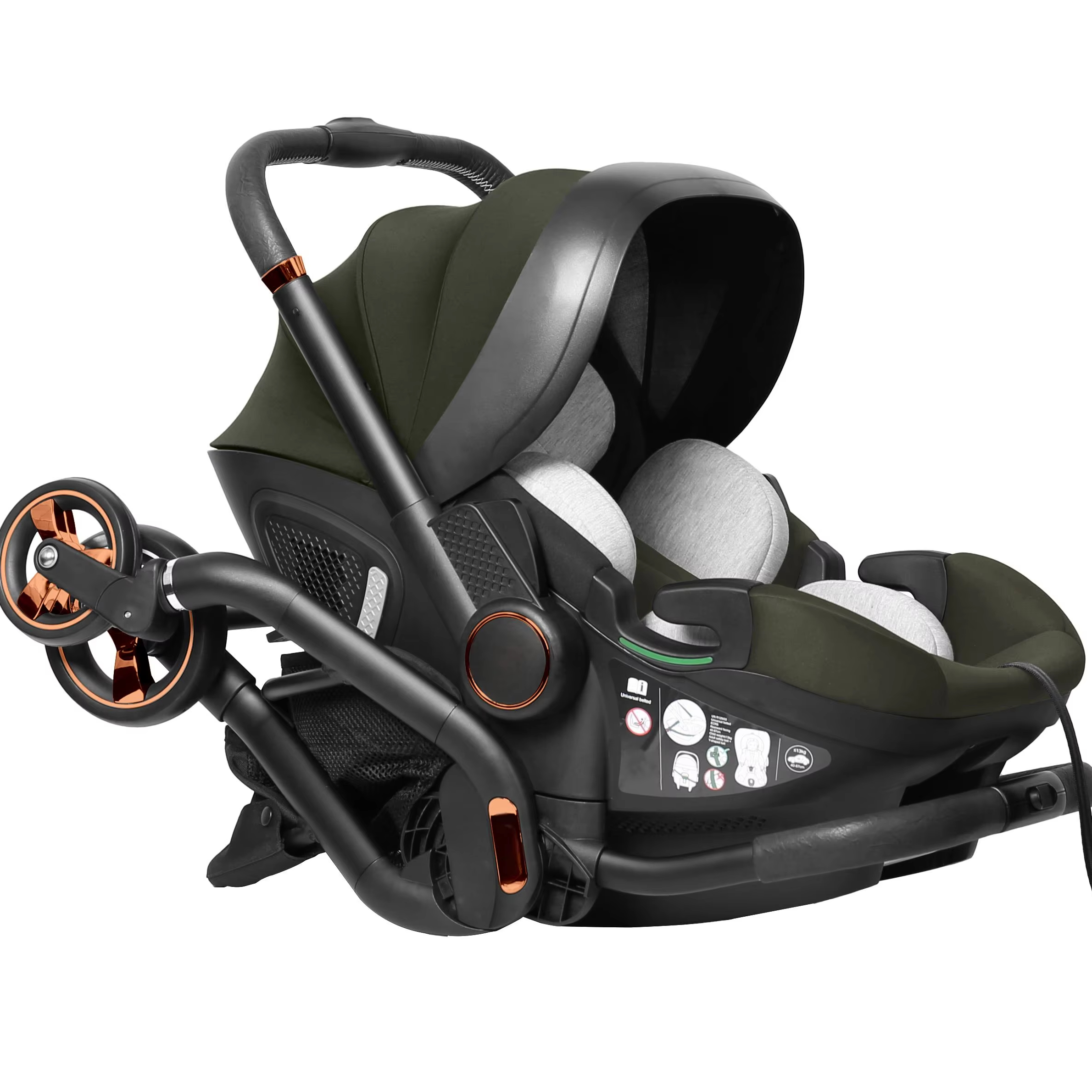 Luxurious Green Color High Quality Car Seat Stroller Convenience and Lightweight Infant Baby Stroller with Compact Fold Design