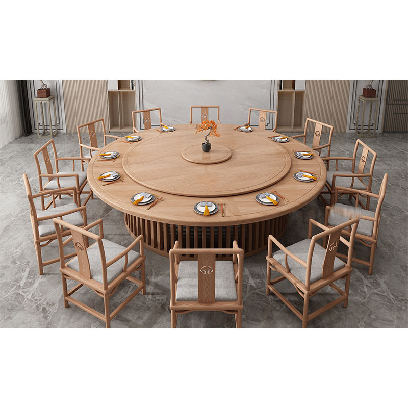 High End Hotel Round Table Electric Turntable 12 14 16 Hotel Private Rooms Dining Table and Chair Combination, Family Gatherings