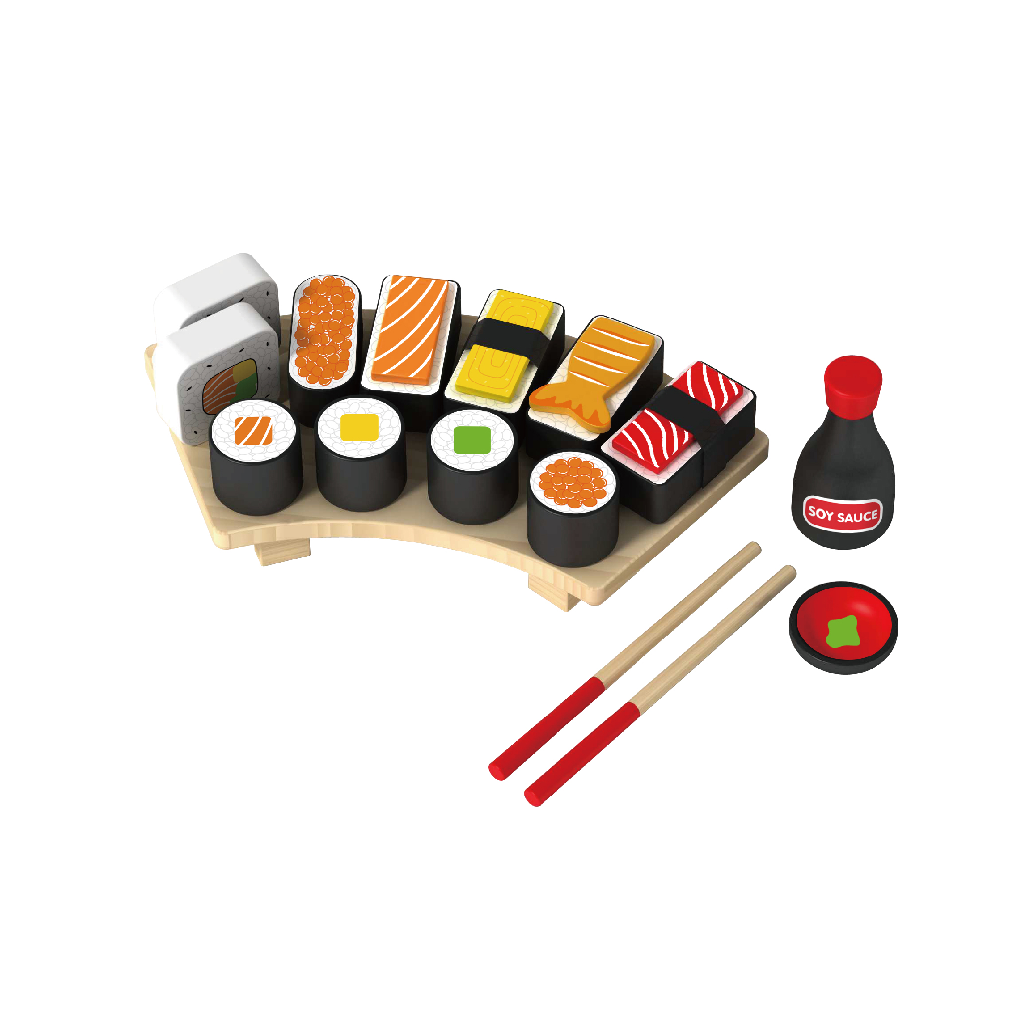 Hot Selling Cutting Food Cooking Set Wooden Toy Japan Salmon Sushi Toys Fish Kitchen Toys for Kids