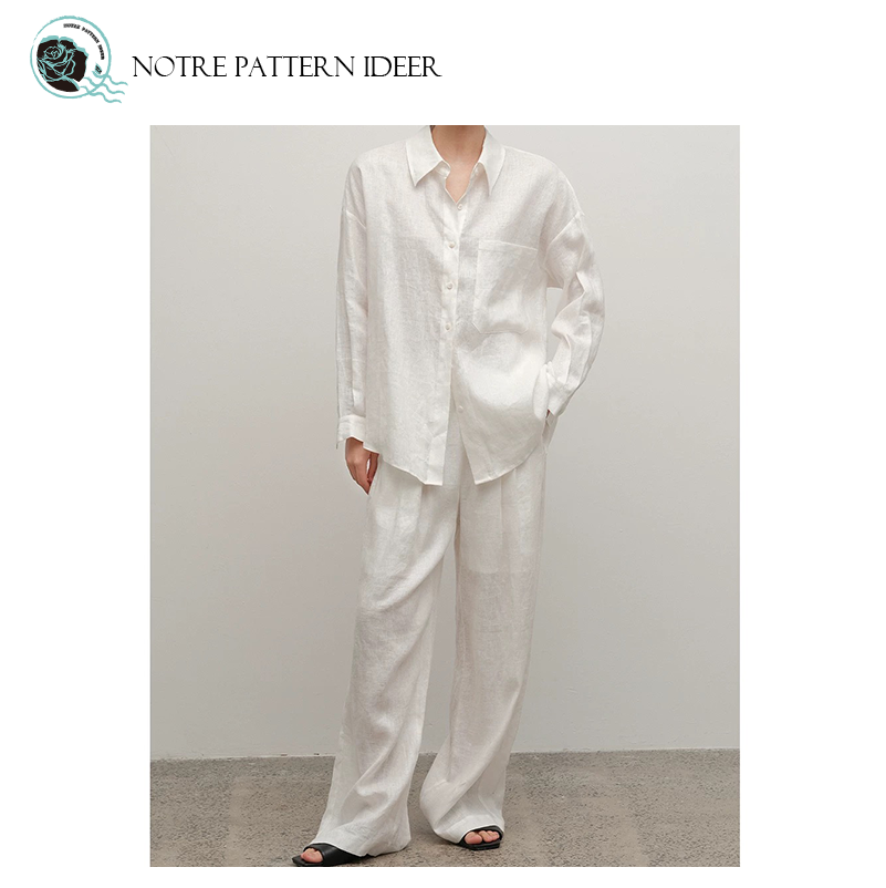 High Quality Linen Fabric Women's Sets Source Direct Factory Sale-Women's Shirt Suit