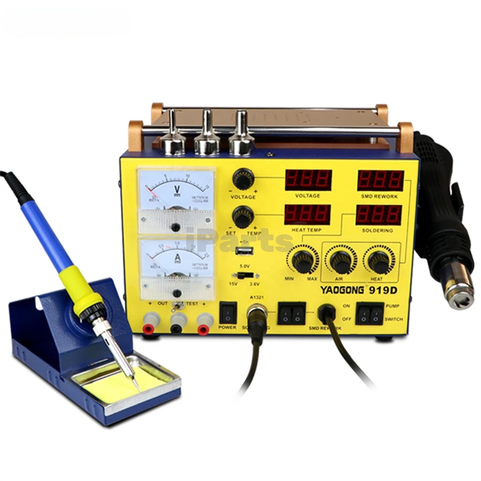 IParts Yaogong 919D NEW 5 in 1 Automatic Hot Air Gun SMD Soldering Station BGA Rework Desoldering Station for Phone Repair Tool