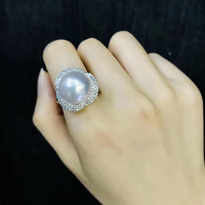 Jingzhanyi Jewelry Factory's Customizable 18K Gold Diamond and Natural Pearl Ring K Gold Pearl Brand Loose Pearls
