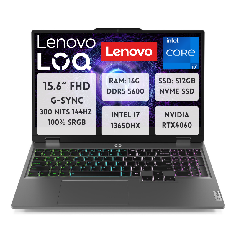 For Lenovo LOQ Geekpro 15.6 Inch Intel I7- 13650HX Laptop 16G DDR5/512GB SSD NVME/RTX4060 144Hz IPS English Gaming Laptop Stock