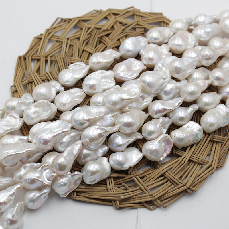 Haiyang Large 15-25mm Baroque Pearl Strand White Loose Freshwater Beads High Luster Natural Pearls