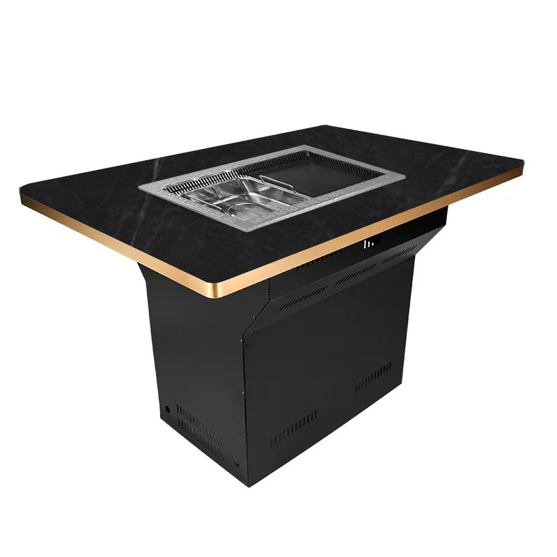 Korean Commercial Bbq Hot Pot Integrated Bbq Table Commercial Furniture Dining Table BBQ Restaurant Tables and Chairs