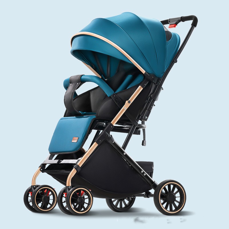 Lightweight Foldable Compact Metal & Linen Baby Stroller Pushchair Buggy