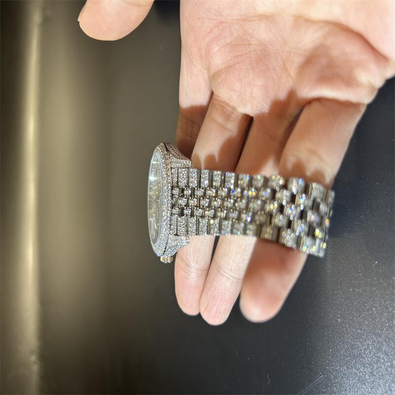 Fancy Design Brand Mechanical Moissanite Watch Man Luxury VVS Moissanite Handmade Watch