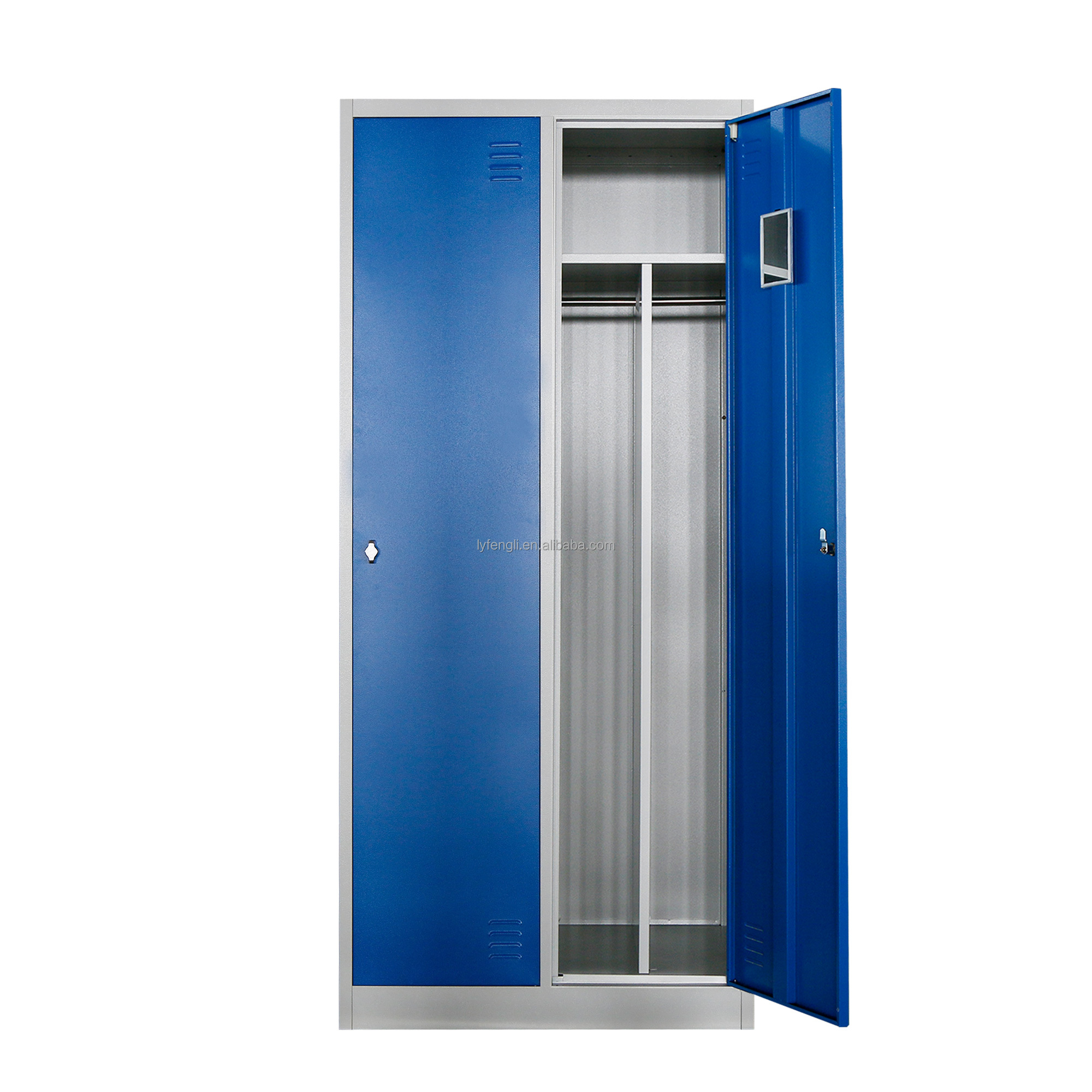Modern Blue 2-Door Steel Clothes Storage Cabinets Foldable Metal Cupboard Wardrobe for School Gym Hospital Workshop on Sale