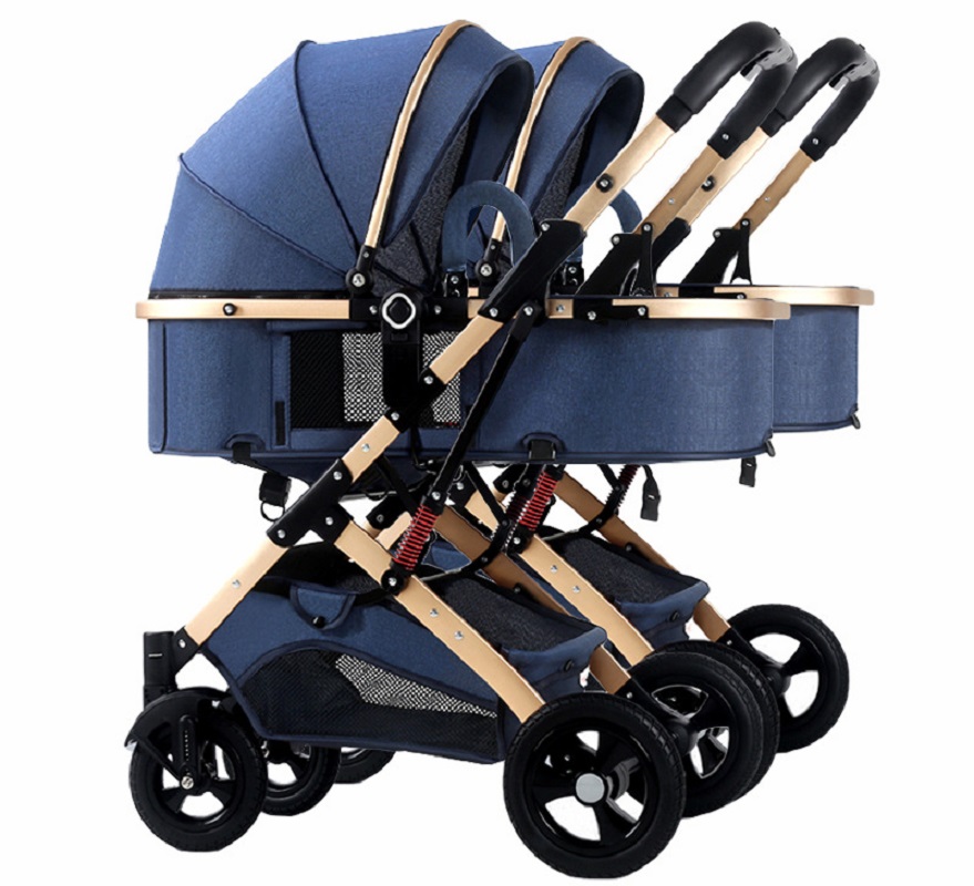 2024 Twins 2 Kids 0 to 3 Years Double Big Baby Head Support Stroller 2 Twin Baby Stroller