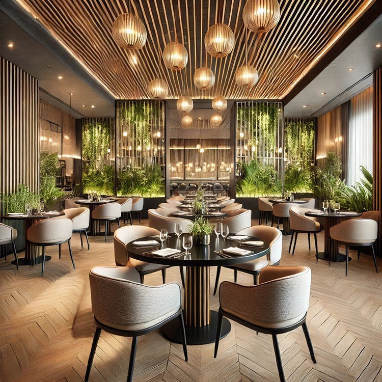 Custom Luxury Modern Pu Leather Dining Table and Chair Set Furniture for Restaurant Cafe Coffee Shop