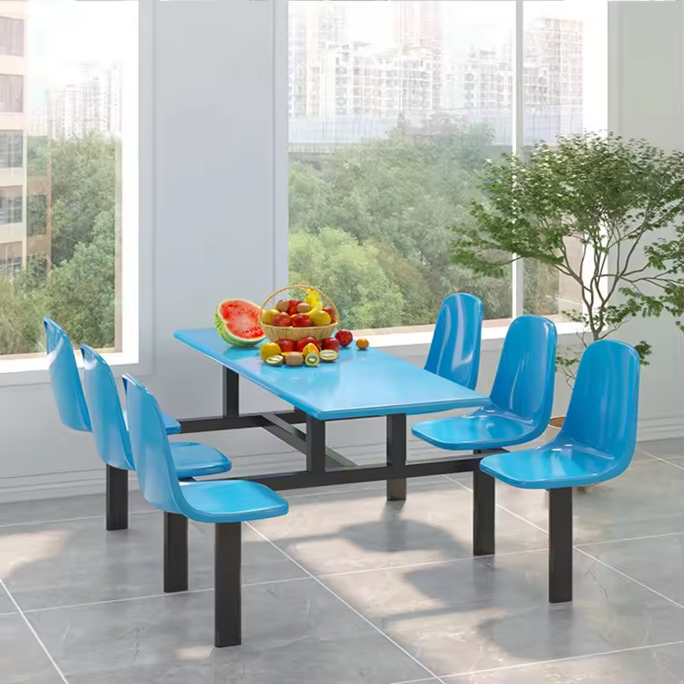 Modern Canteen Dining Hall Furniture Dining Table Chair School Canteen Table and Chair for 4 6 8 People