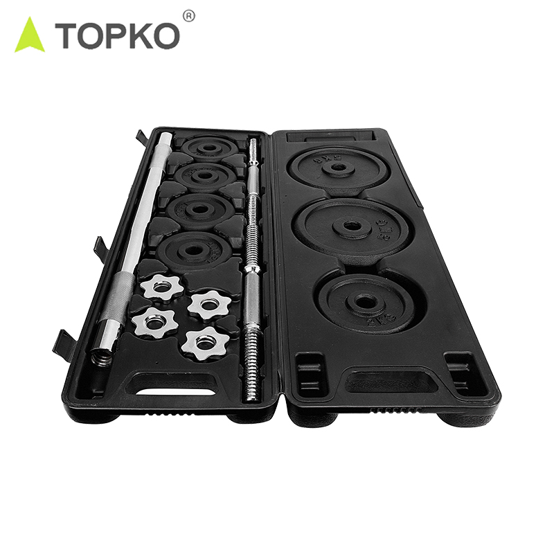 TOPKO High Quality Multi-Functional 15kg 30kg Cast Iron Dumbbell Set Gym Fitness Adjustable Weightlifting Dumbbell Set