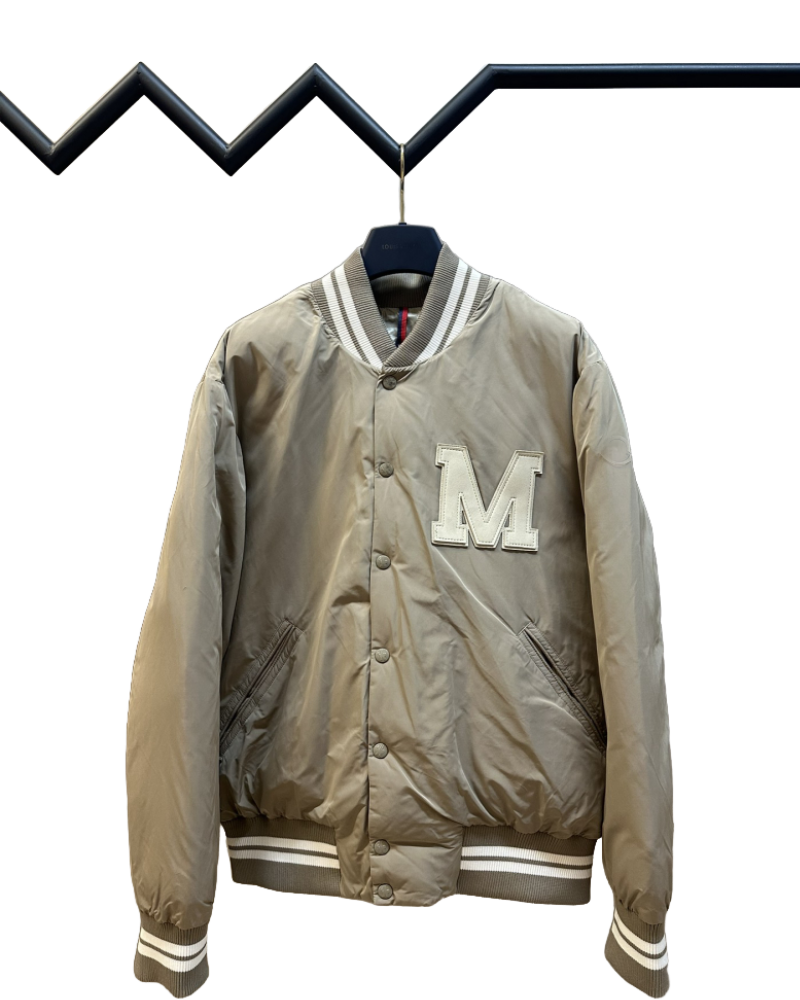 Hot Sale Men's Khaki Baseball Jacket - Letter M Embroidery Streetwear Coat, Retro Casual Warm Outerwear