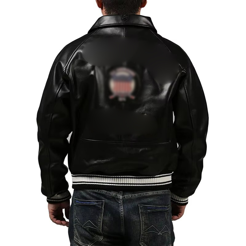 Men's Casual Vintage Bomber Jacket Multi-Color Leather Soft Thick Zip Closure New Olive Pilot Long Outdoor Street Custom Varsity