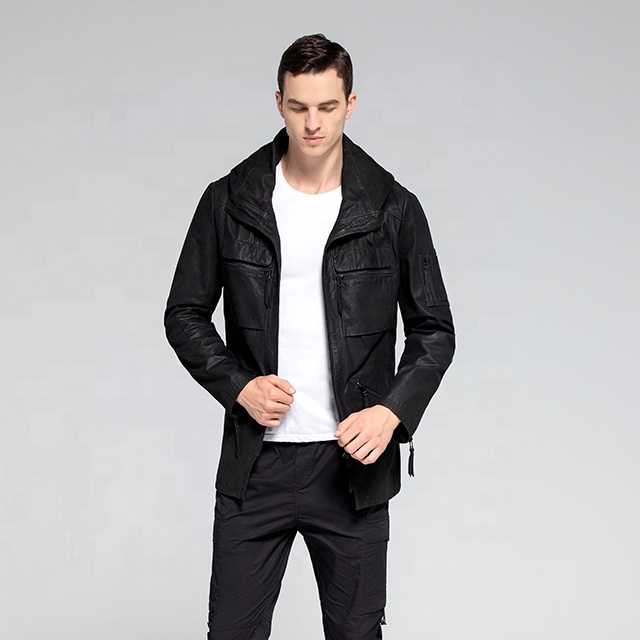 Popular and Customizable - High Quality Black Men's Real Leather Jacket