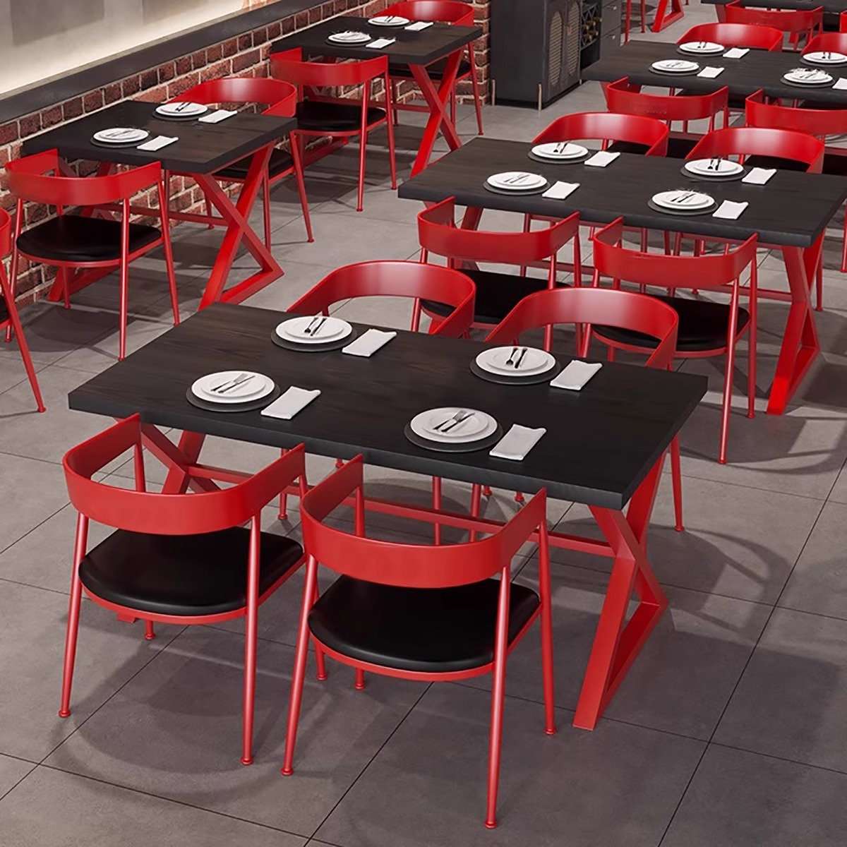 Commercial Industrial Iron Bar Table and Chair Combination for Restaurant Barbecue Shop Manager Leisure Milk Tea Shop