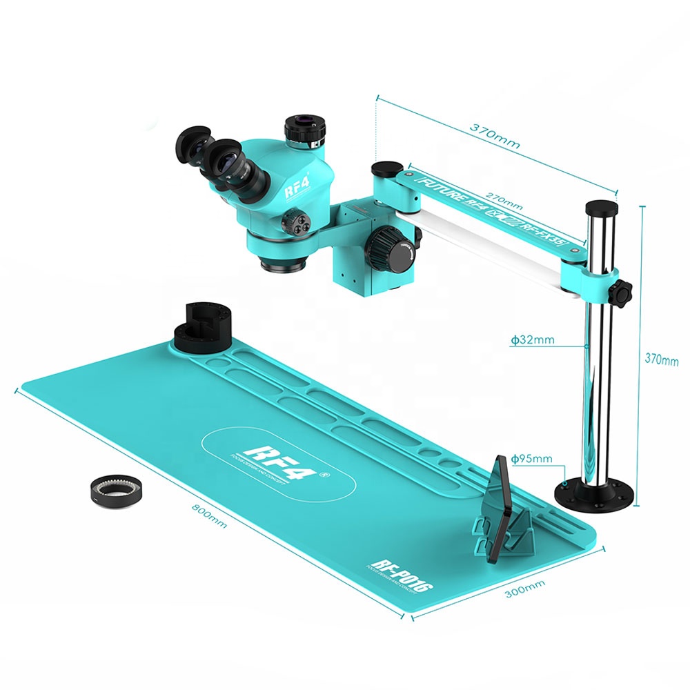 RF4 RF-FX35A HD Free Wing Fixed Stand 7-50X Trinocular Microscope with Silicone Work Pad Mobile Phone Repair Tool