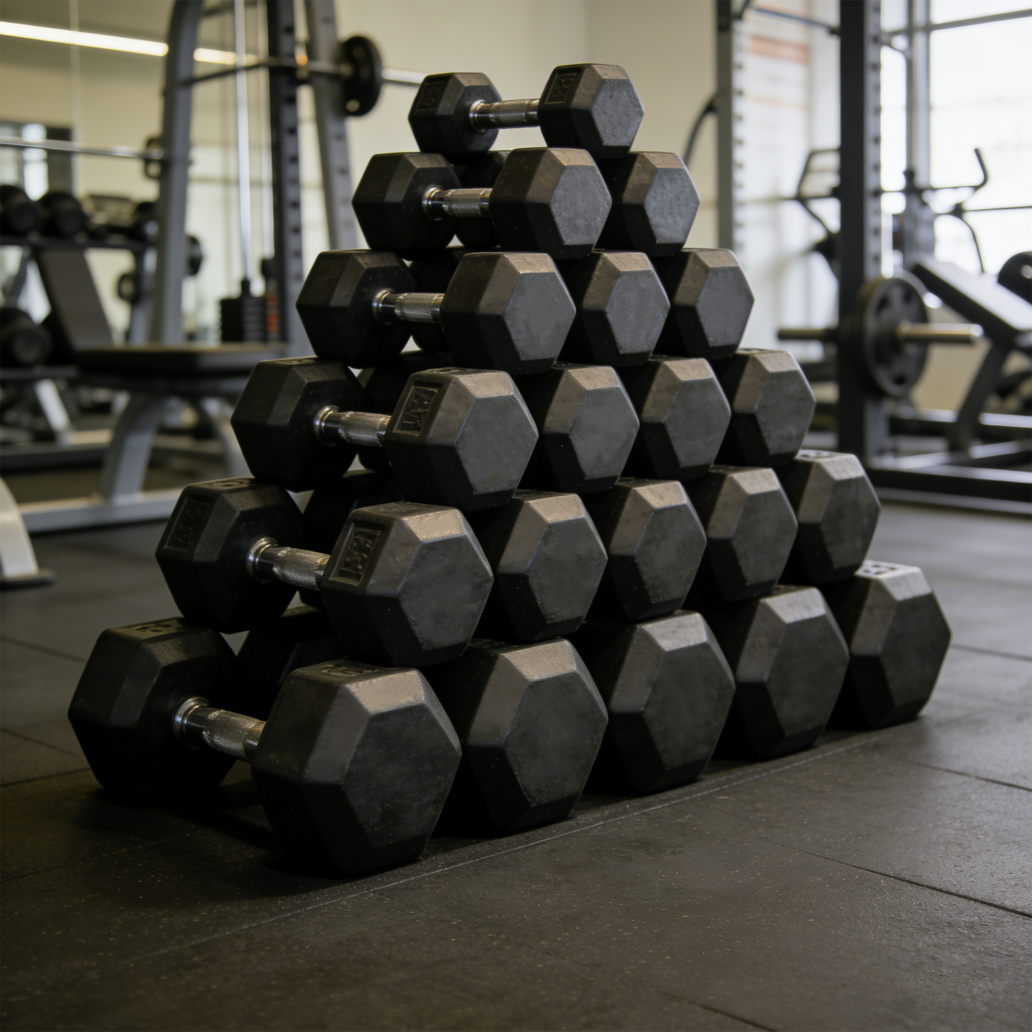 High Quality Hexagon Rubber Coated Cast Iron Dumbbell for Home Use Strength Training Adjustable Weight 2.5kg-25kg Anti-Slip