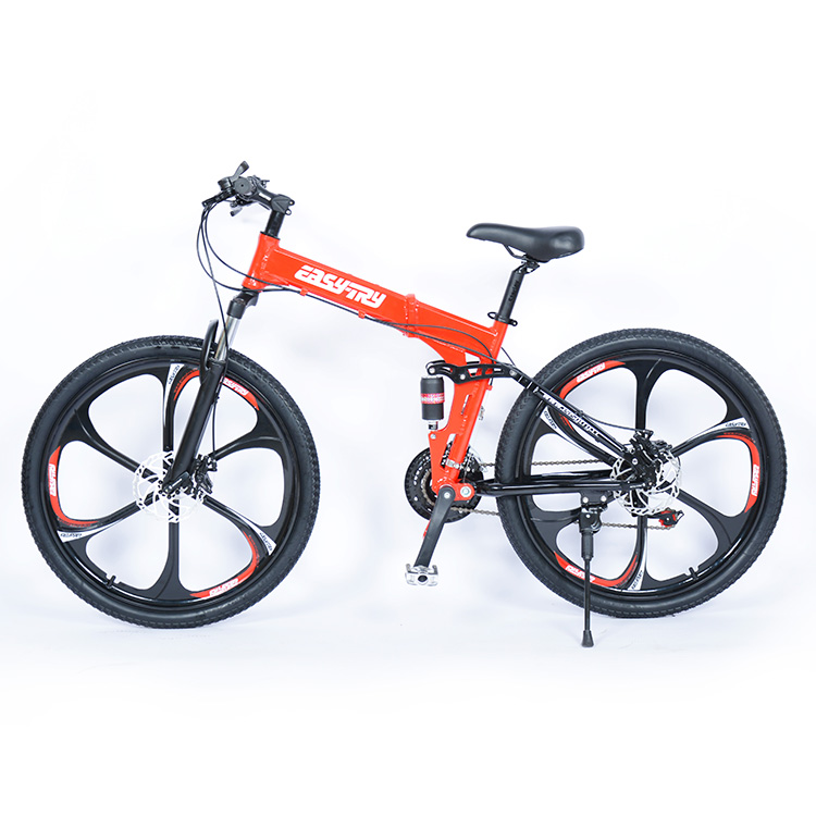 Full Suspension Foldable Mountain Bike with Comfortable Saddle Aluminum Alloy Frame Disc Brake System-for Off-Road Adventures