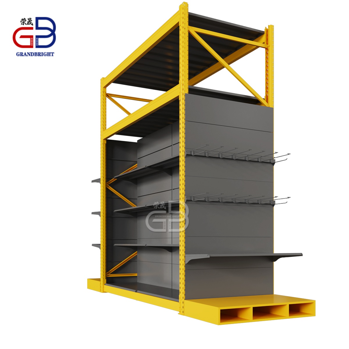 Custom Daily Necessities Warehouse &supermarkets Shelves with Adjustable Height and Matching Hook for  Large Supermarkets