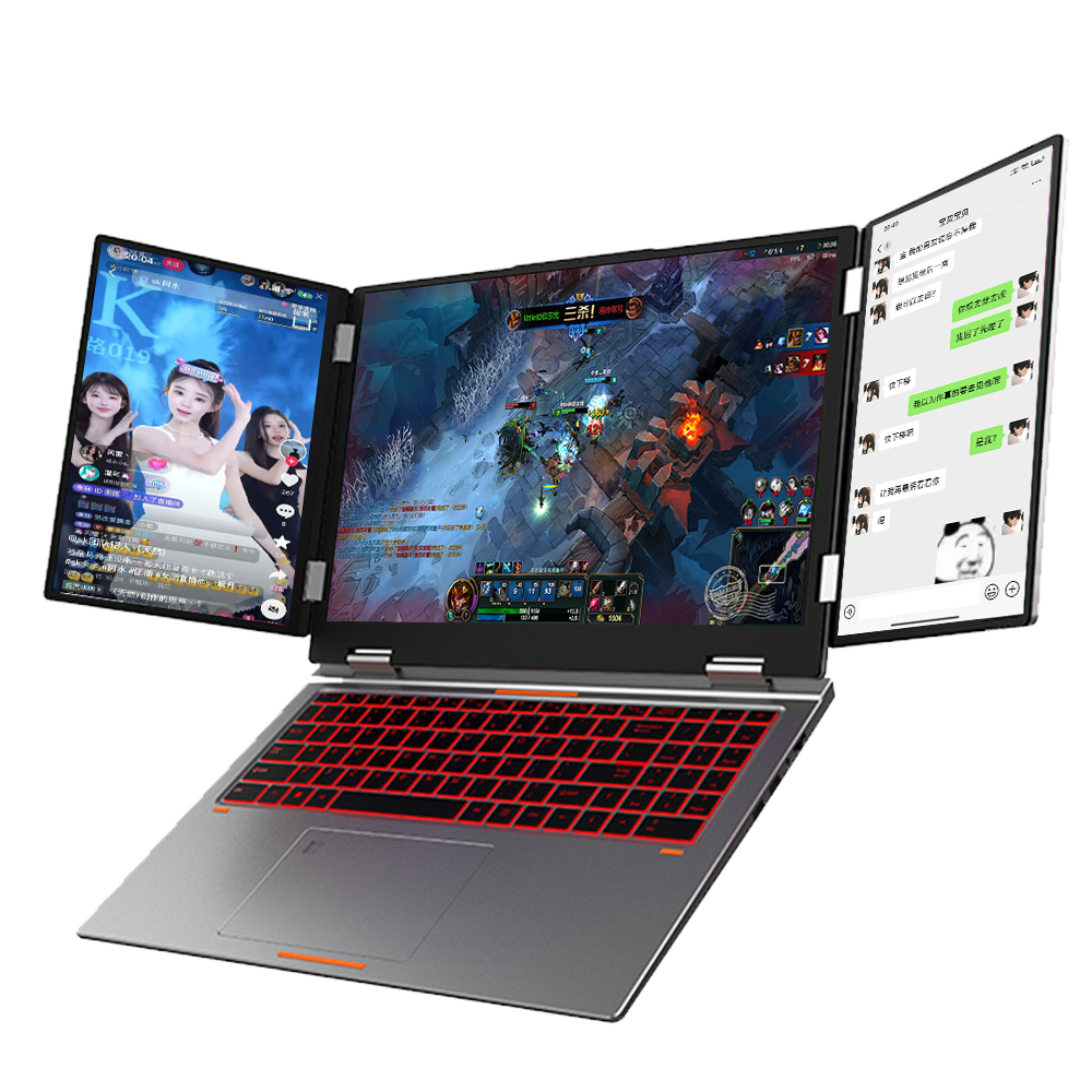 NEW 16Inch Triple Screen Laptop Intel Core I7-1260P SSD Wins 11 IPS Panel Integrated Graphics-Metal Body Laptop
