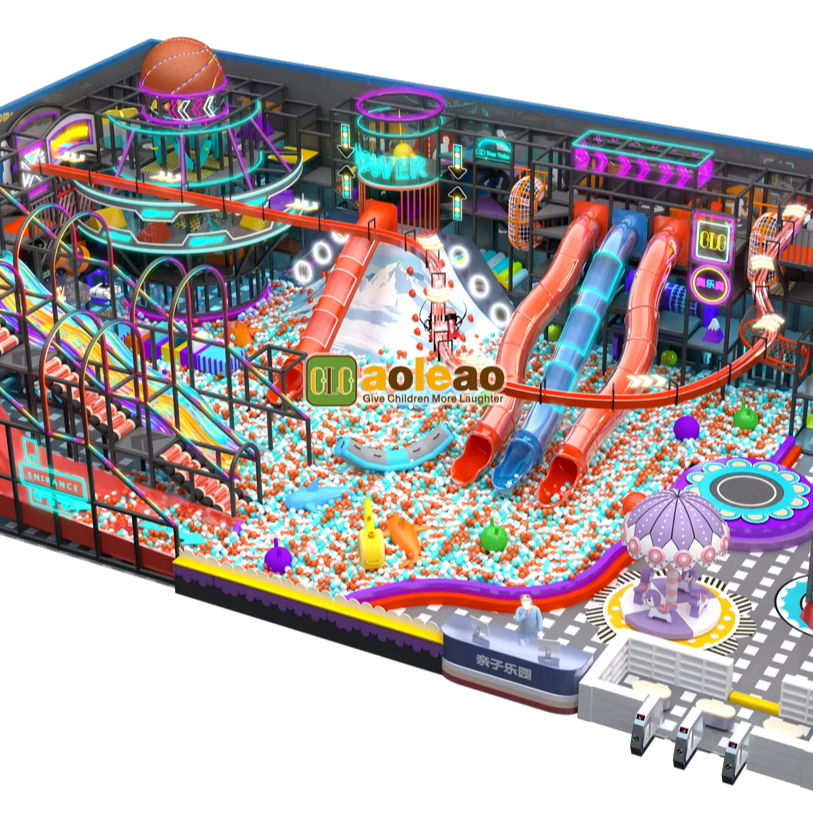 2025 New Trendy Style Large Indoor Playground Equipment for Malls - Slide, Trampoline & Ball Pit Combo