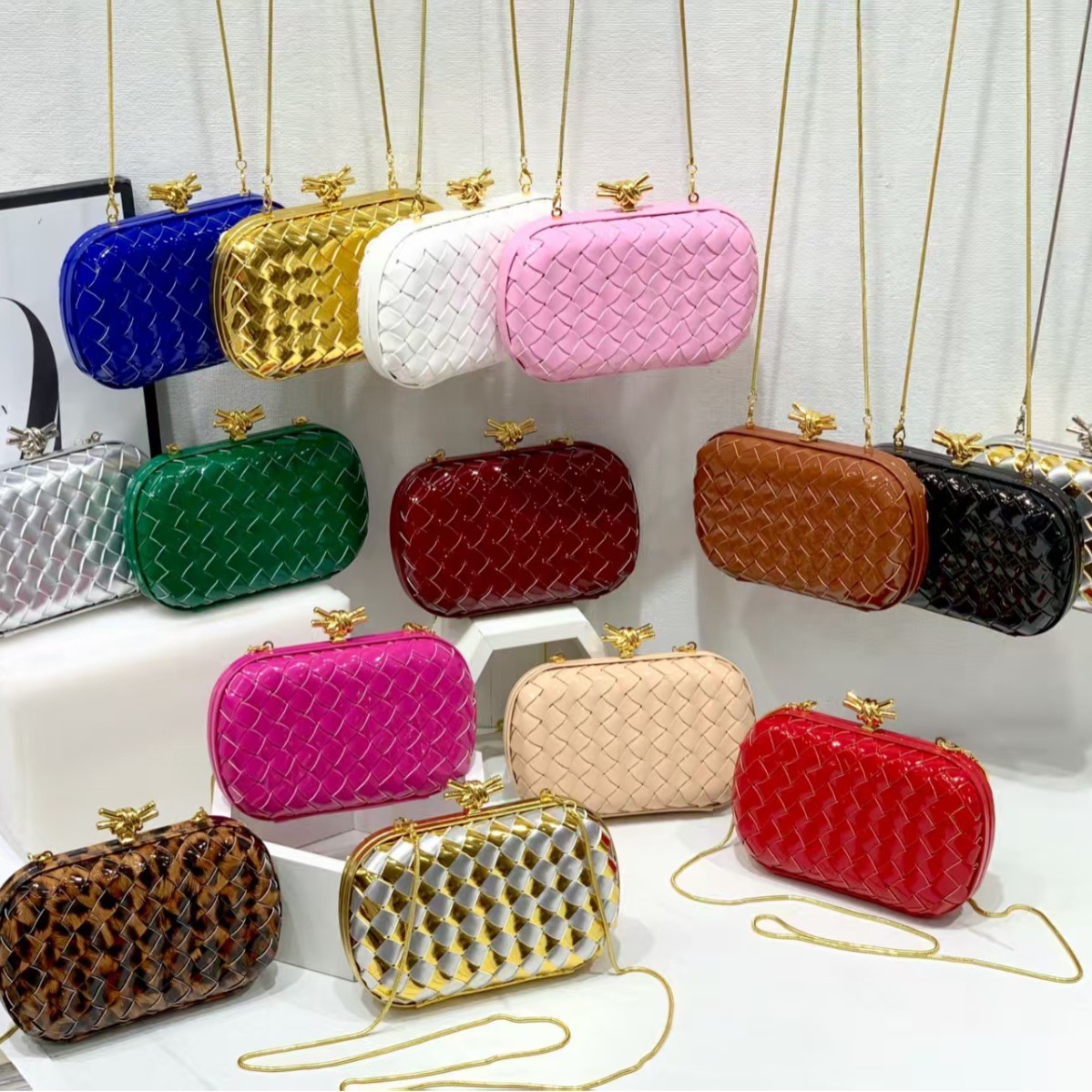 Cross-border for Style Woven Dinner Women's Clutch Crossbody Shoulder Bag Chain  Closure High Beauty Value