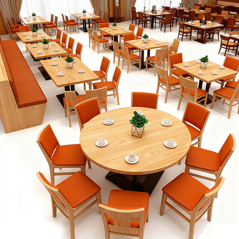 Modern Fast Food Bar Wood Booth Seat Soft Farmhouse Dining Furniture Chairs Sofa Set Restaurant Booths and Tables  for Cafe Shop