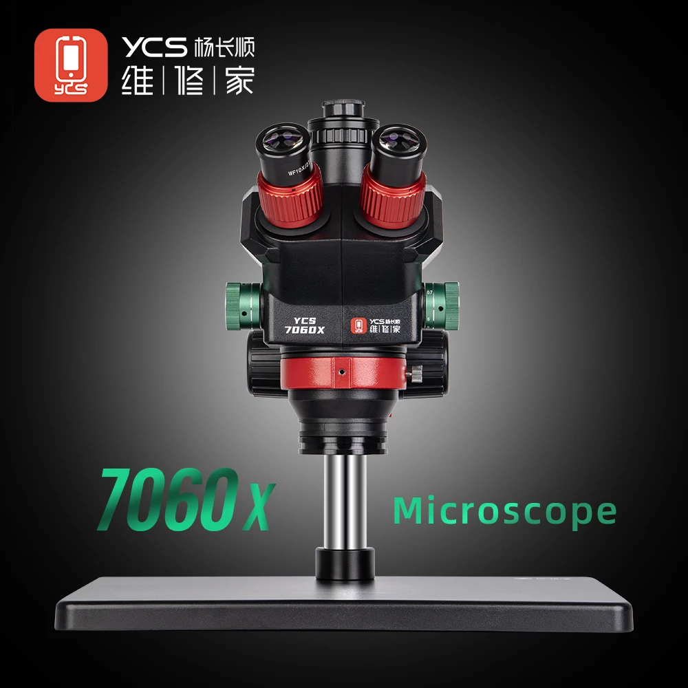 YCS 7060X 0.6-6.0X Microscope with LED Light for Mobile Phone Repair PCB Chip Component Desoldering Inspection Microscope Tool