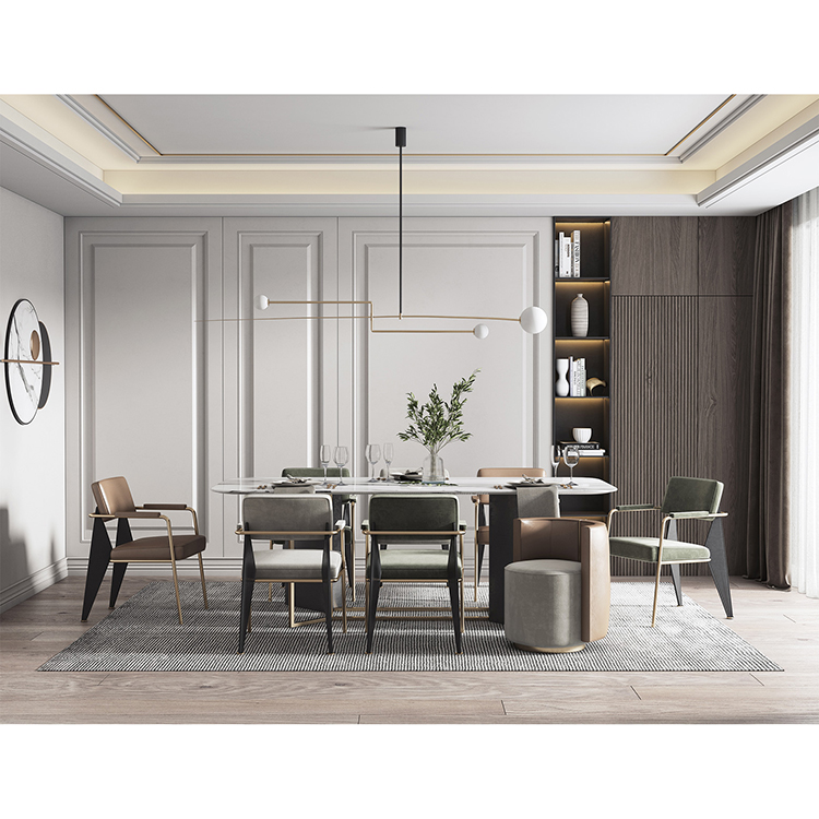 Morden Design Luxury Restaurant Square Marble Top 6 Dining Chairs Home Dining Room Furniture Set Dining Tables