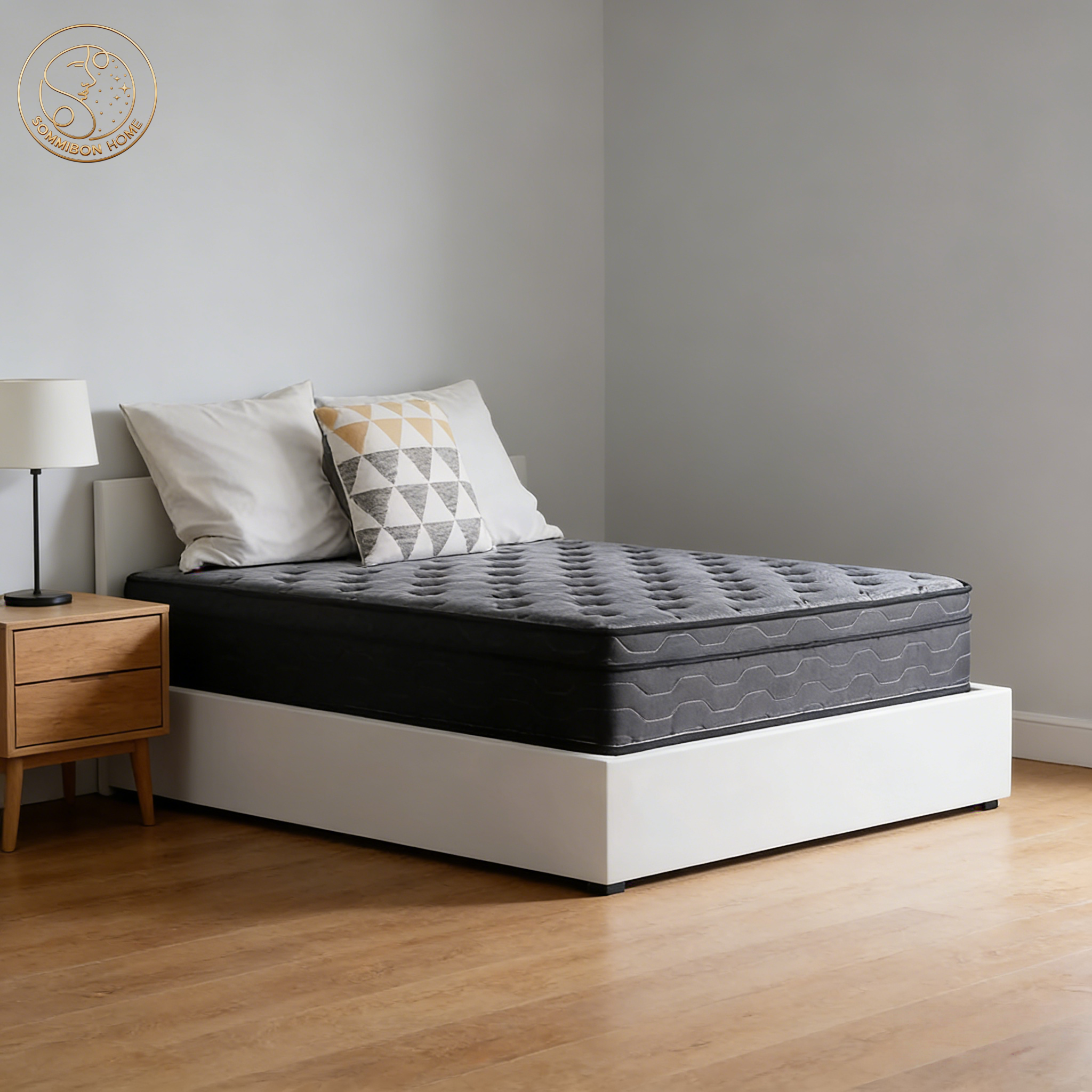 Custom Dark Gray Traditional Style Spring Mattress Comfort Surface Support Layer Foldable Design Ideal for Home Bedrooms