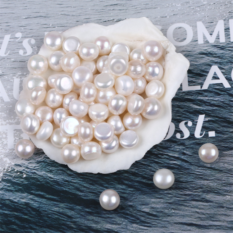 Wholesale Natural White Flat Button Freshwater Loose Beads Pearl