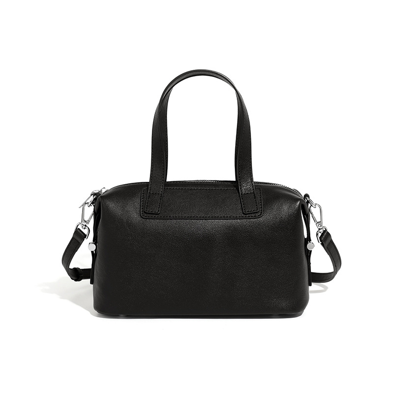 Genuine Cowhide Leather Women's Vintage Boston Shoulder Crossbody Bags Custom High-end Handbag Tanned Zipper Hasp Closure