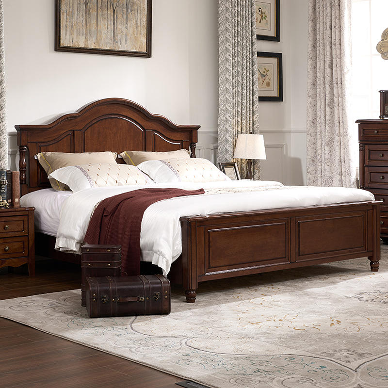 Luxury Modern Bedroom Furniture High Quality Solid Mahogany Wood 1.8 Meter & 1.5 Meter Beds for King & Queen Size for Home Use