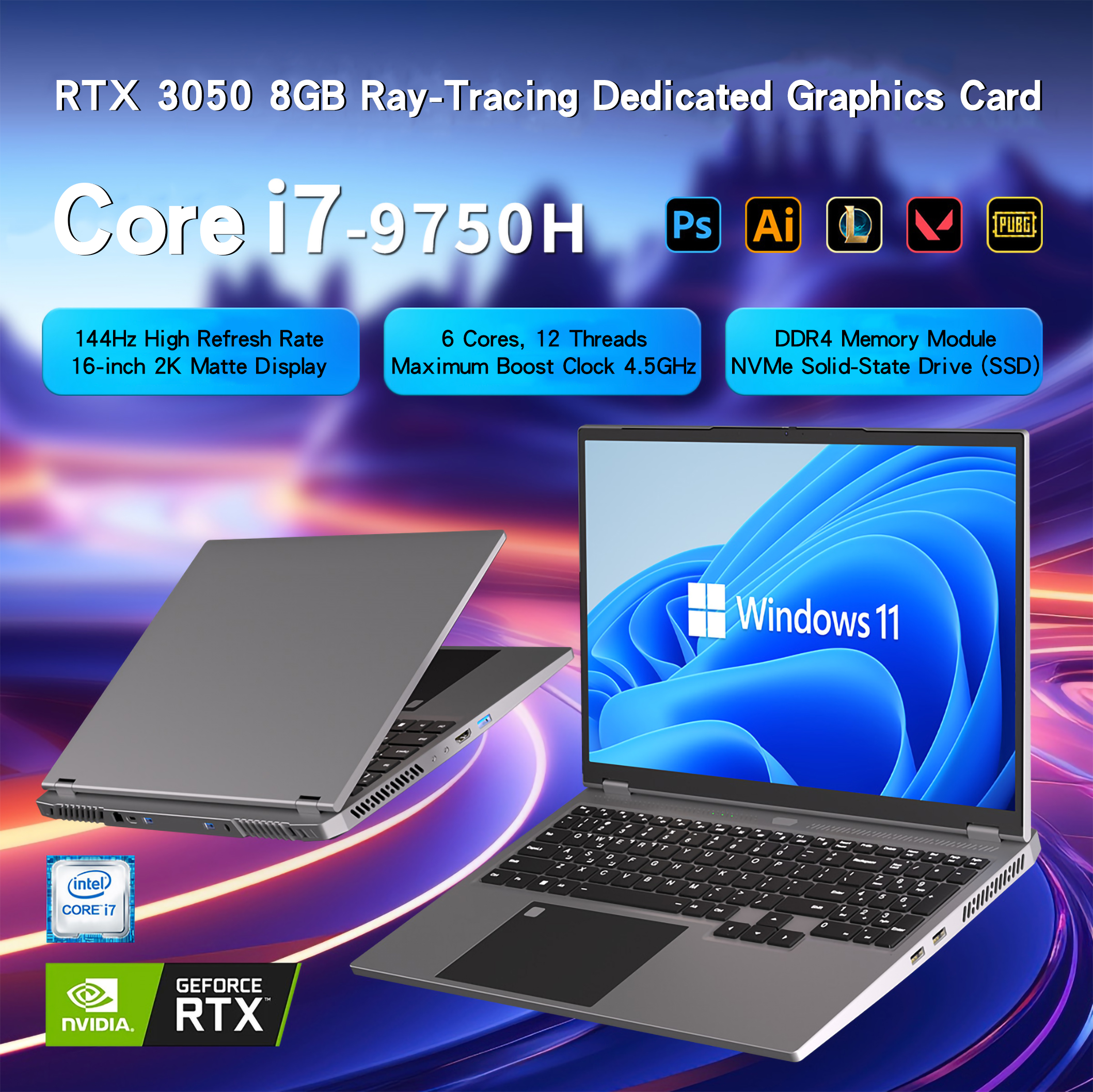 Intel 16-inch Core I7 9th Gen up to 4.5GHz 8GB Independent Display 1TB Gaming Notebook