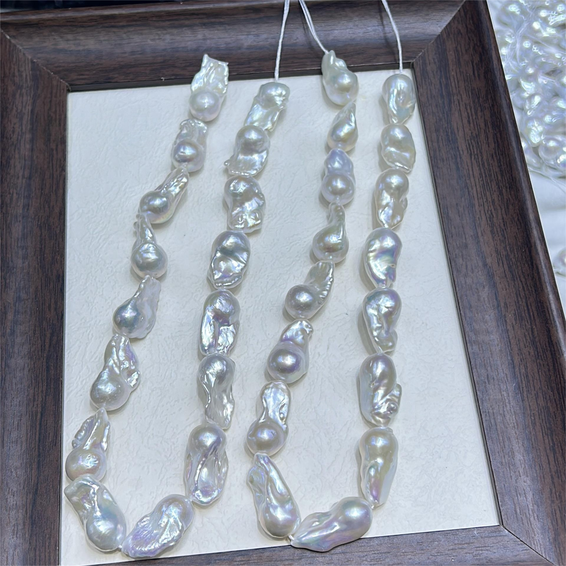 High Quality Baroque Natural Freshwater Pearl Beads Necklace Long String with White Loose Beads for Making Jewelry