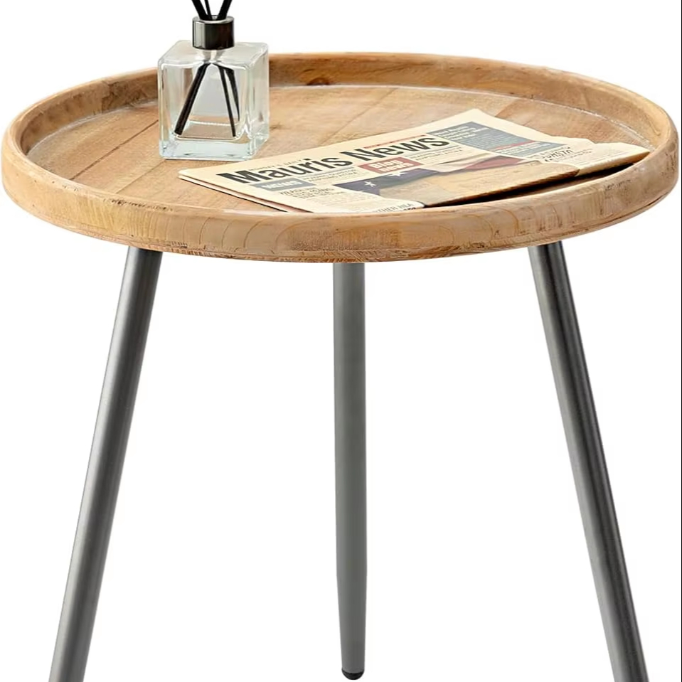 Cedar Industrial-Style Solid Wood Iron Adjustable Height Coffee Table for Living Room & Balcony